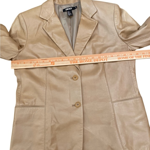 Dkny minimalist tan buttery soft leather blazer jacket - Picture 5 of 9